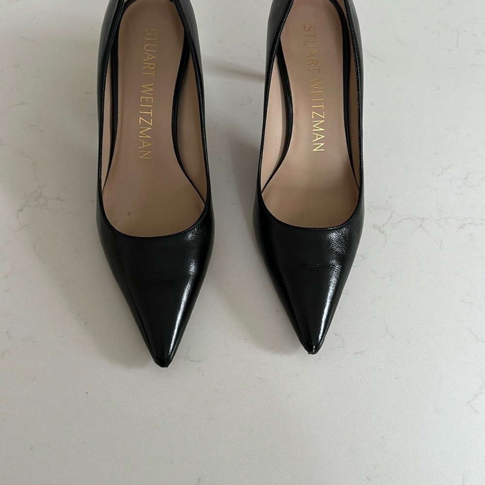 Stuart Weitzman 75mm Pointed Toe Pump - Black Kid - Size 38/7.5 - Picture 7 of 14
